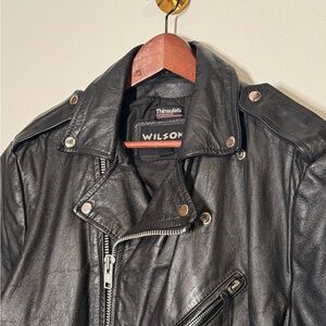 Wilsons Black Leather Biker Jacket